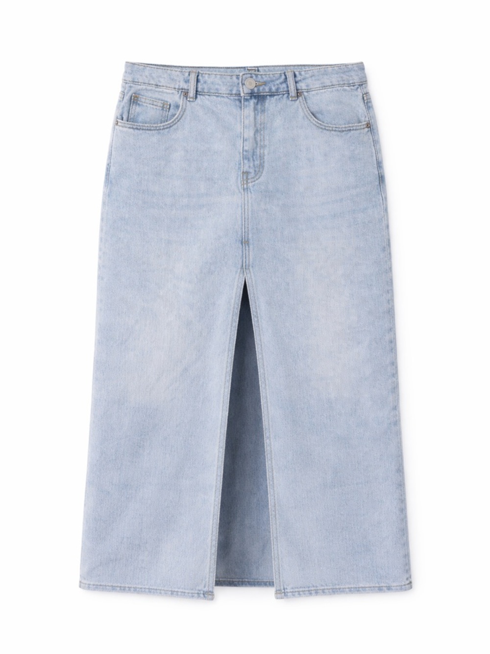 Old Navy Light Blue Denim Maxi Skirt with Front Slit